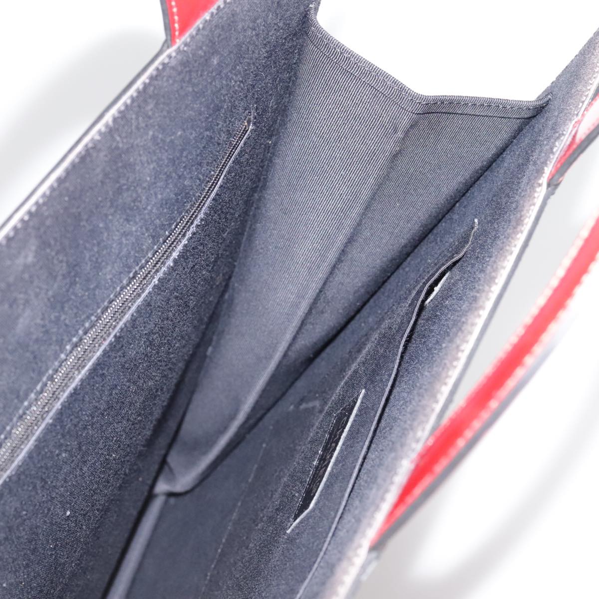 CHANEL Mademoiselle Choco Bar line Tote Bag Leather Red CC Auth bs21462