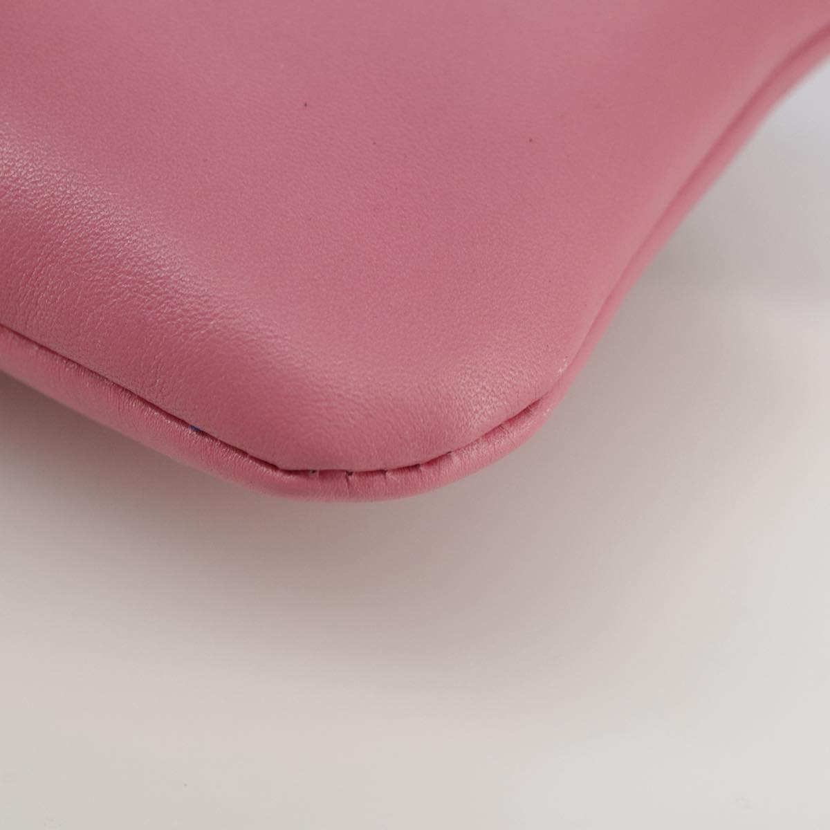 VALENTINO Pouch Leather Pink Auth bs21474