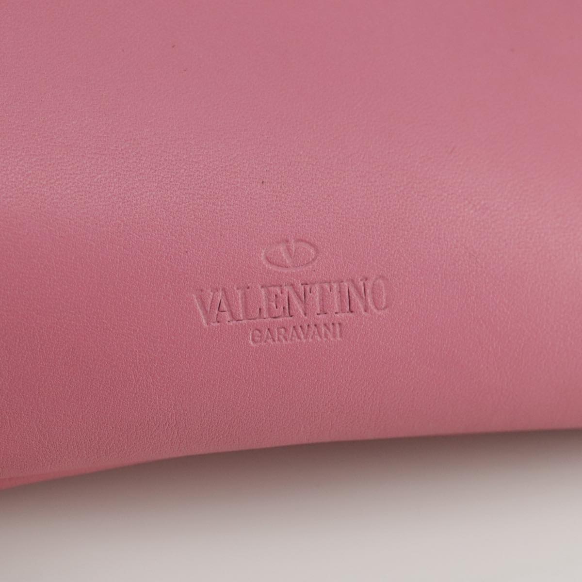 VALENTINO Pouch Leather Pink Auth bs21474