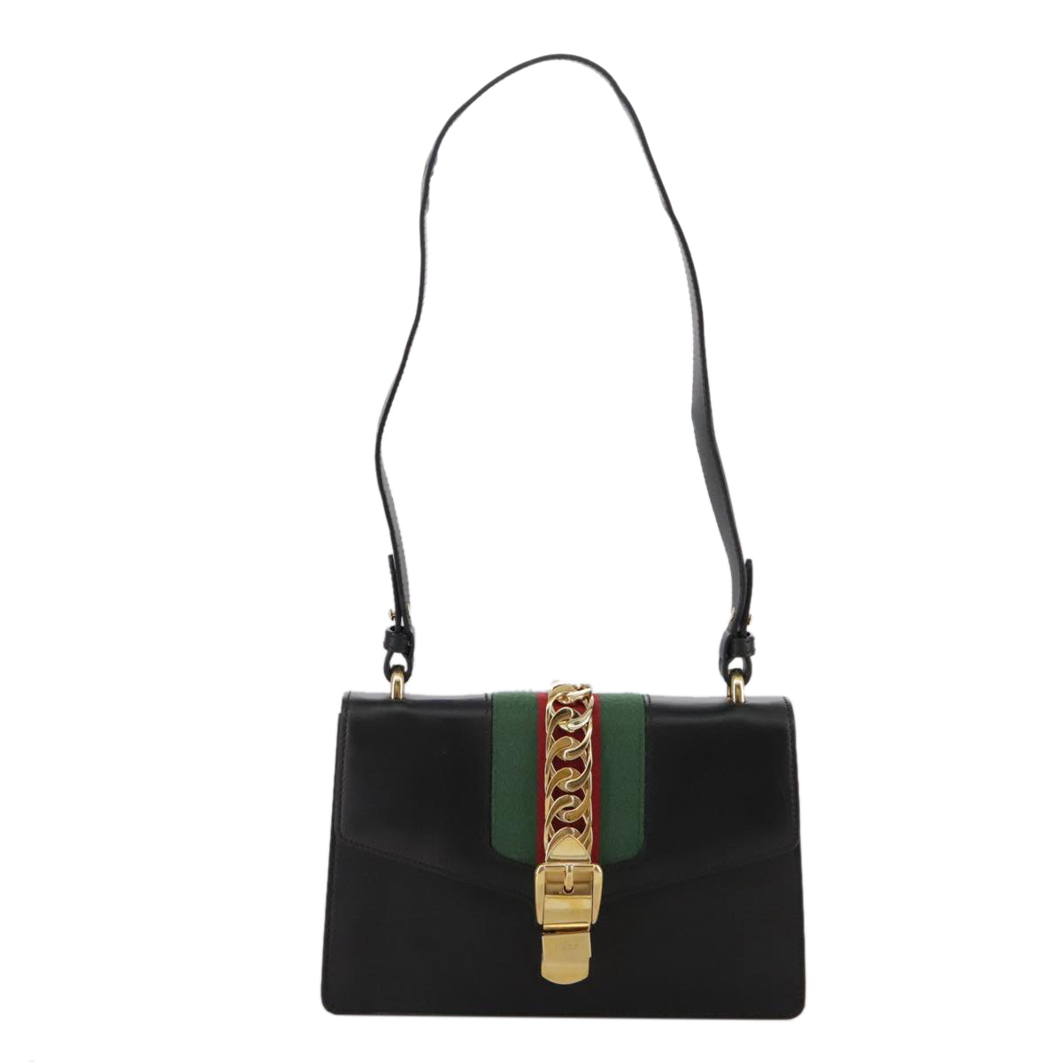 GUCCI Silvi Web Sherry Sherry Line Shoulder Bag Leather 421882 Auth bs21500