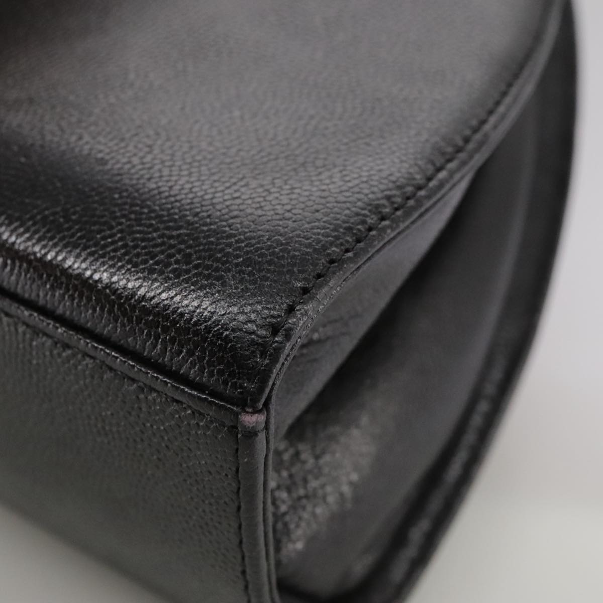 GIVENCHY Hand Bag Leather Black Gold Auth bs21514