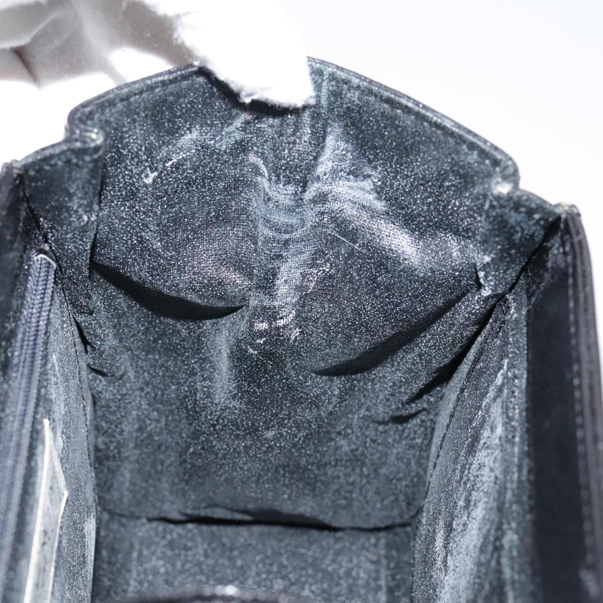 GIVENCHY Hand Bag Leather Black Gold Auth bs21514