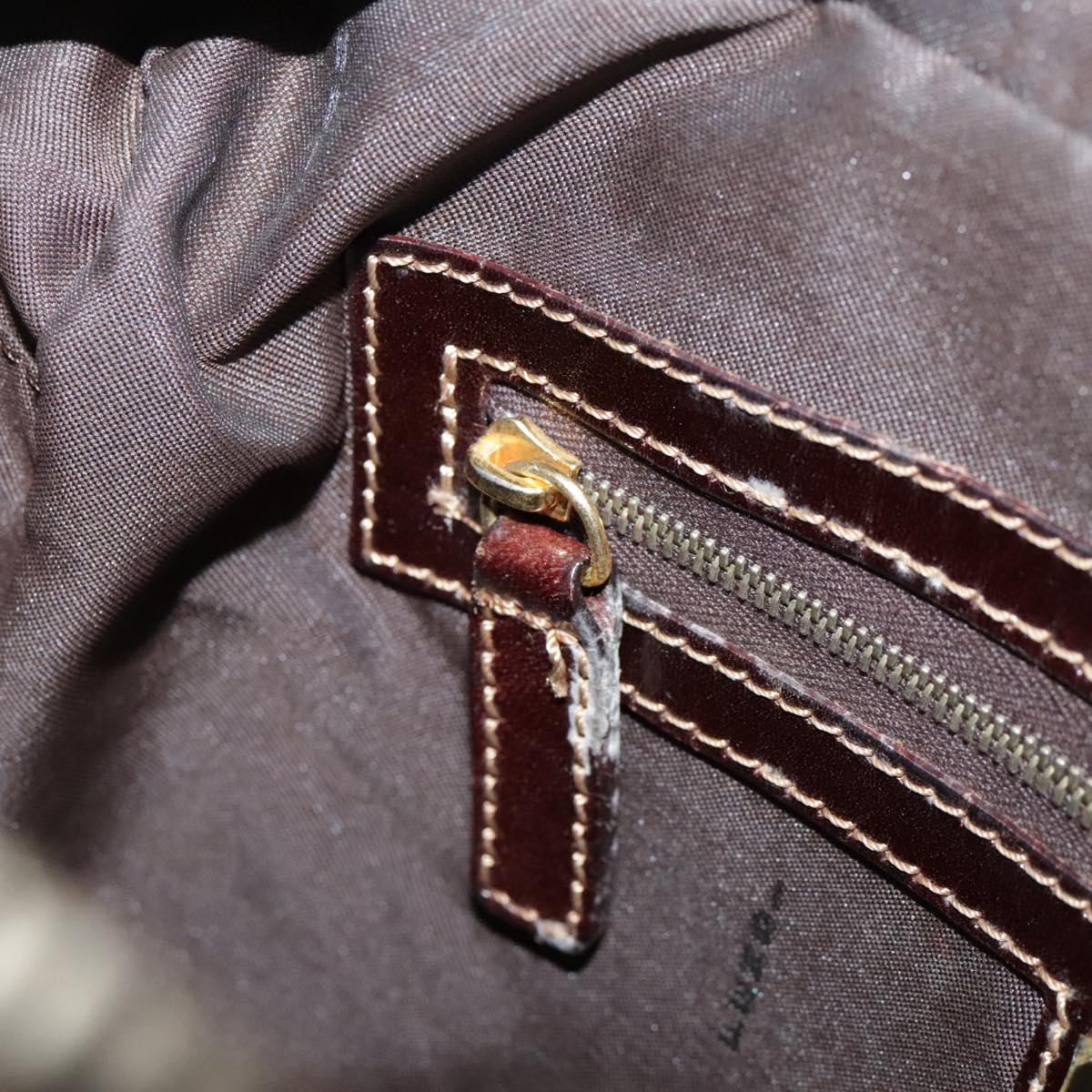 FENDI Zucchino Canvas Hand Bag Brown Gold Auth bs21516