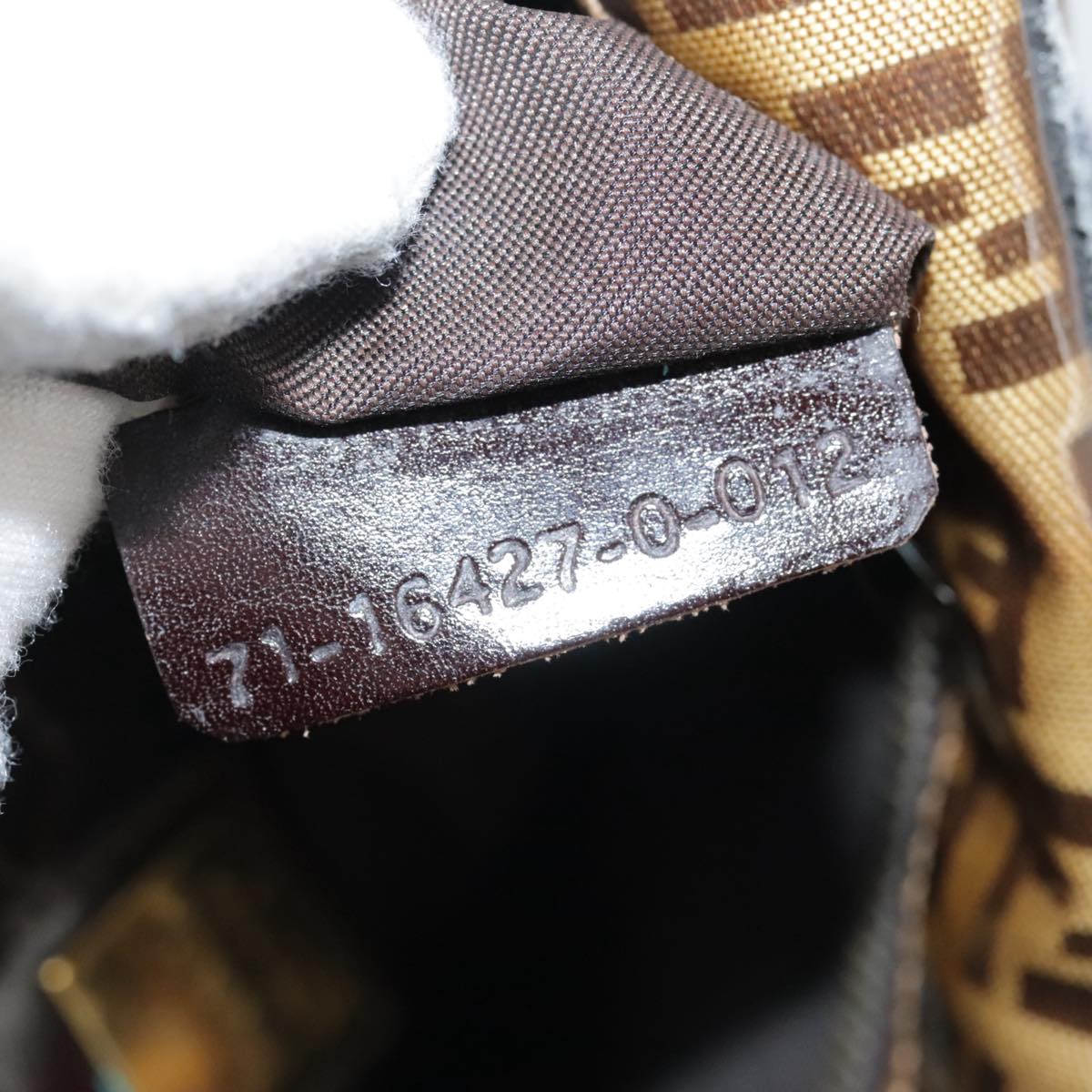 FENDI Zucchino Canvas Hand Bag Brown Gold Auth bs21516