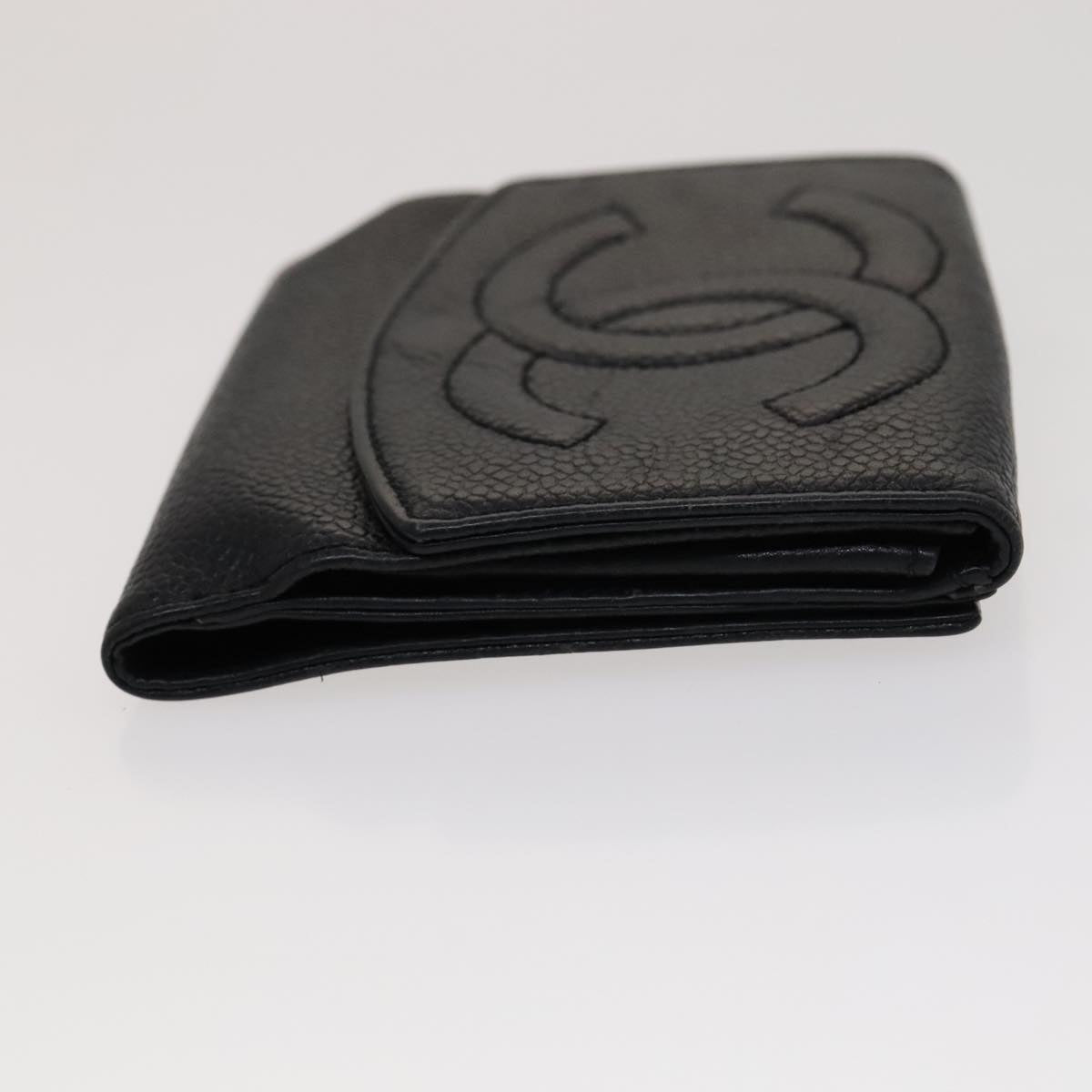 CHANEL Key Case Wallet Caviar Skin Black Pink CC Auth bs21518