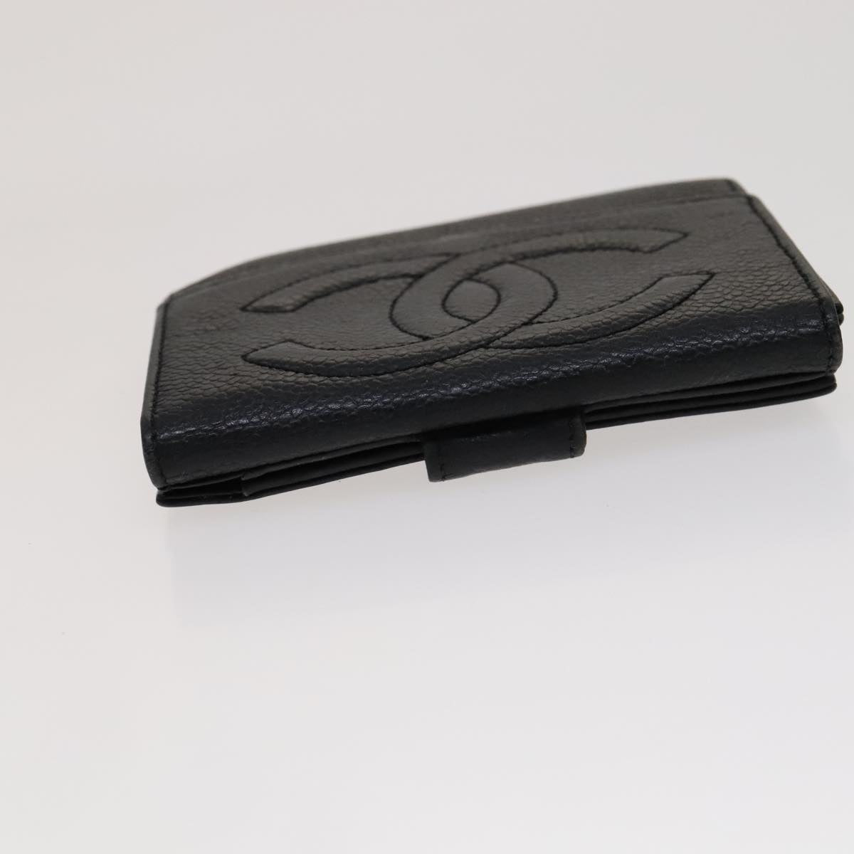 CHANEL Key Case Wallet Caviar Skin Black Pink CC Auth bs21518