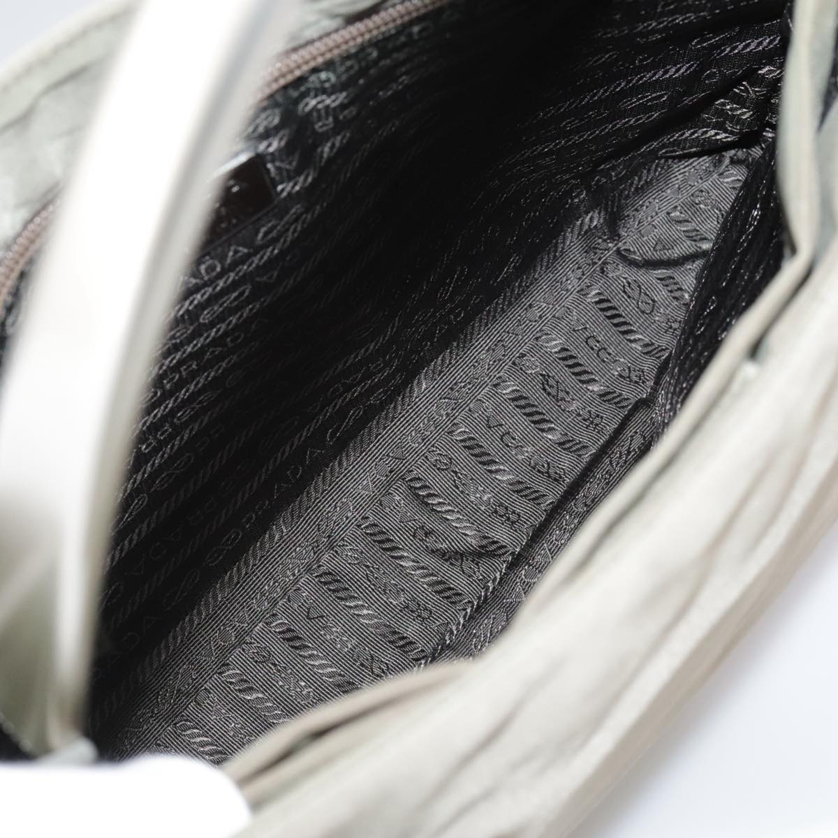 PRADA Shoulder Bag Nylon Khaki Auth bs21541