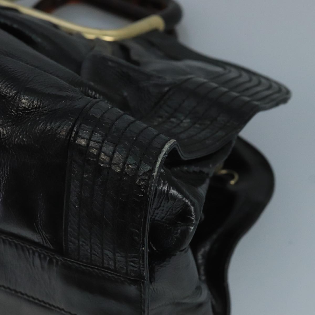 BALLY Hand Bag Patent leather Black Auth bs21553