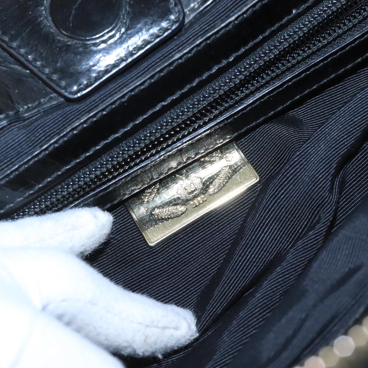 BALLY Hand Bag Patent leather Black Auth bs21553