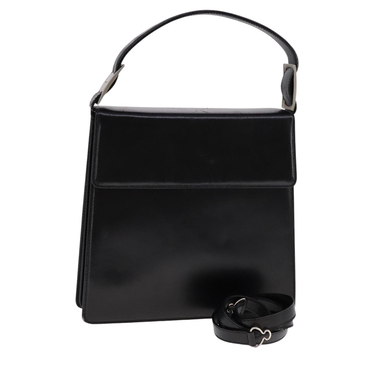 Salvatore Ferragamo Hand Bag Leather 2way Black Auth bs21557