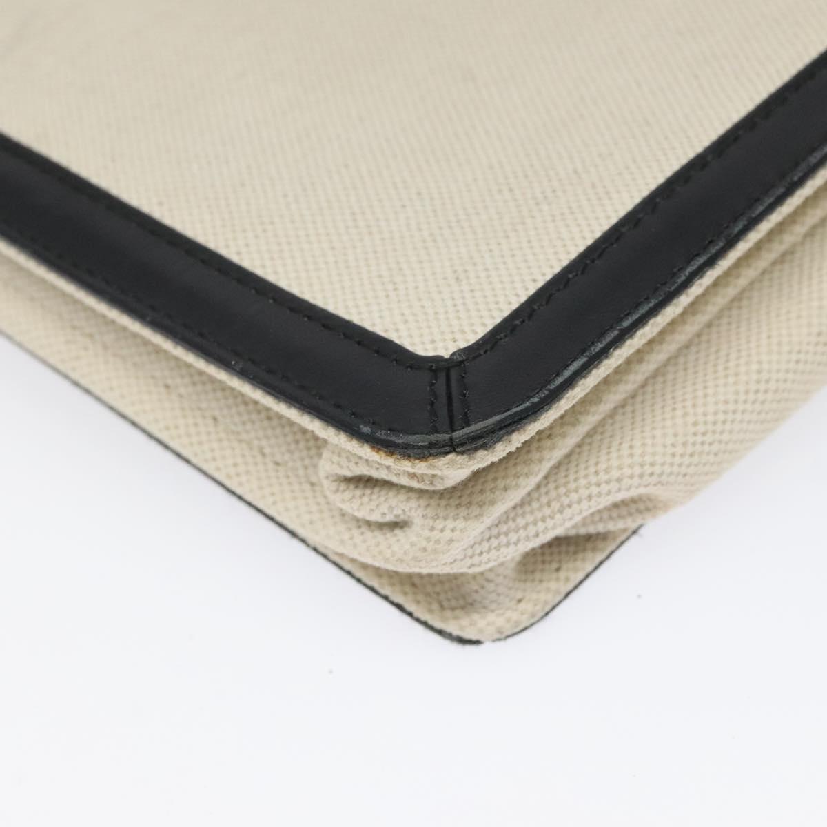 BALENCIAGA Shoulder Bag Canvas Leather White Black 339937 Auth bs21563