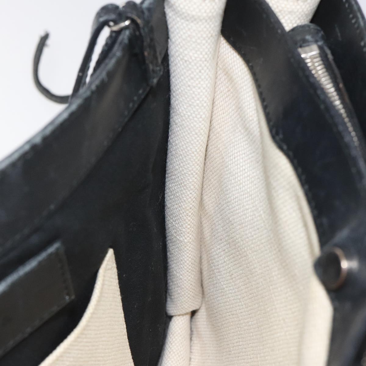 BALENCIAGA Shoulder Bag Canvas Leather White Black 339937 Auth bs21563