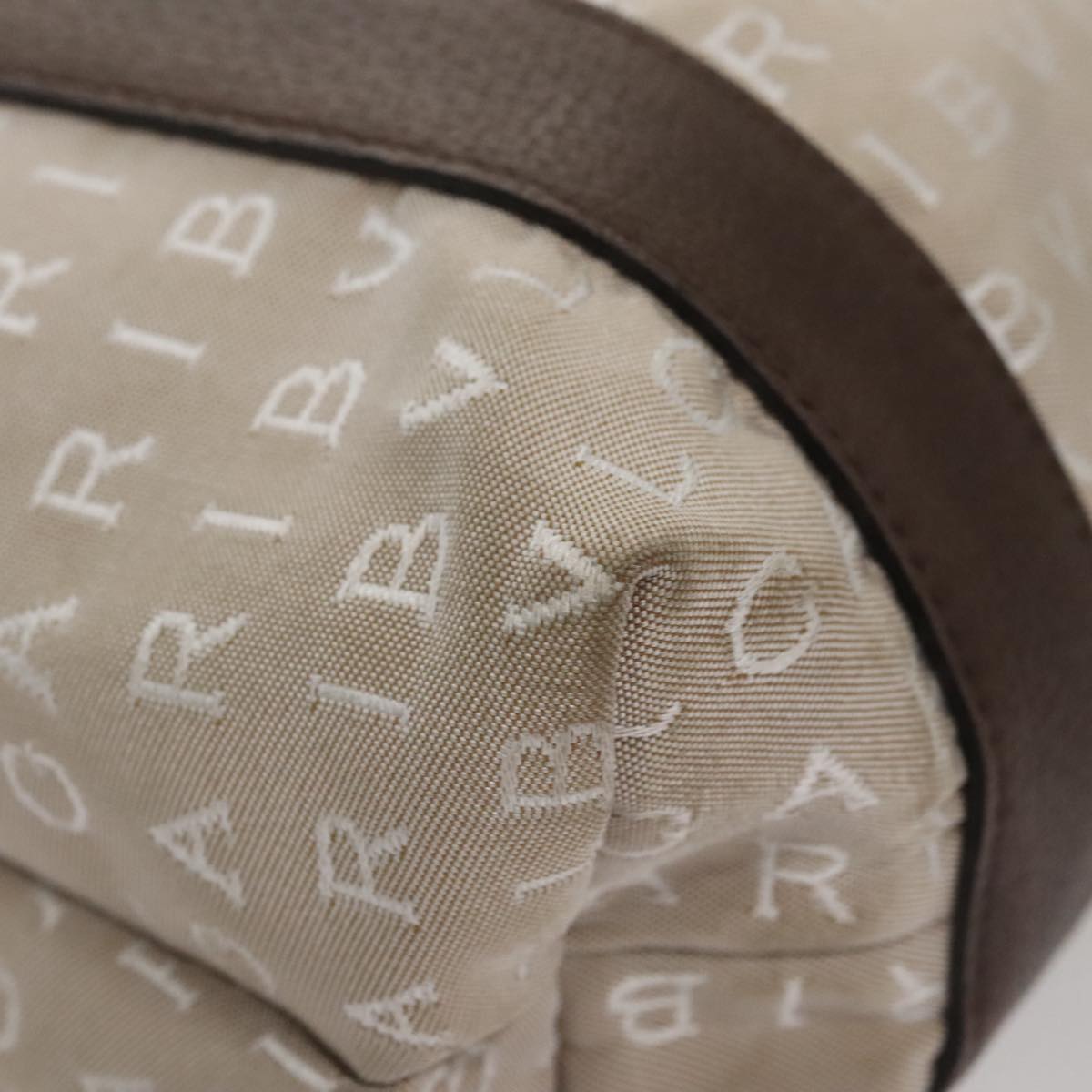 BVLGARI Tote Bag Canvas Brown Silver Auth bs21581