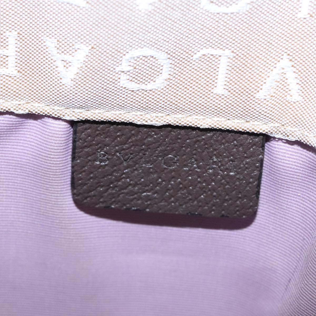 BVLGARI Tote Bag Canvas Brown Silver Auth bs21581