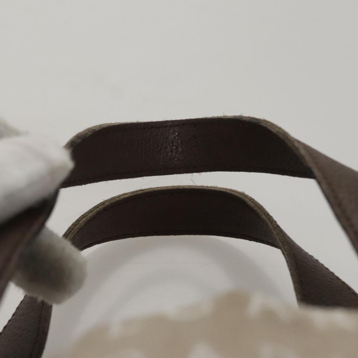 BVLGARI Tote Bag Canvas Brown Silver Auth bs21581