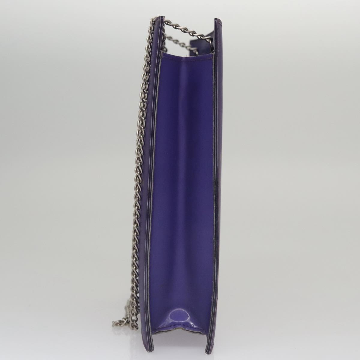 CHANEL Hologram Chain Shoulder Bag Vinyl Purple CC Auth bs21582