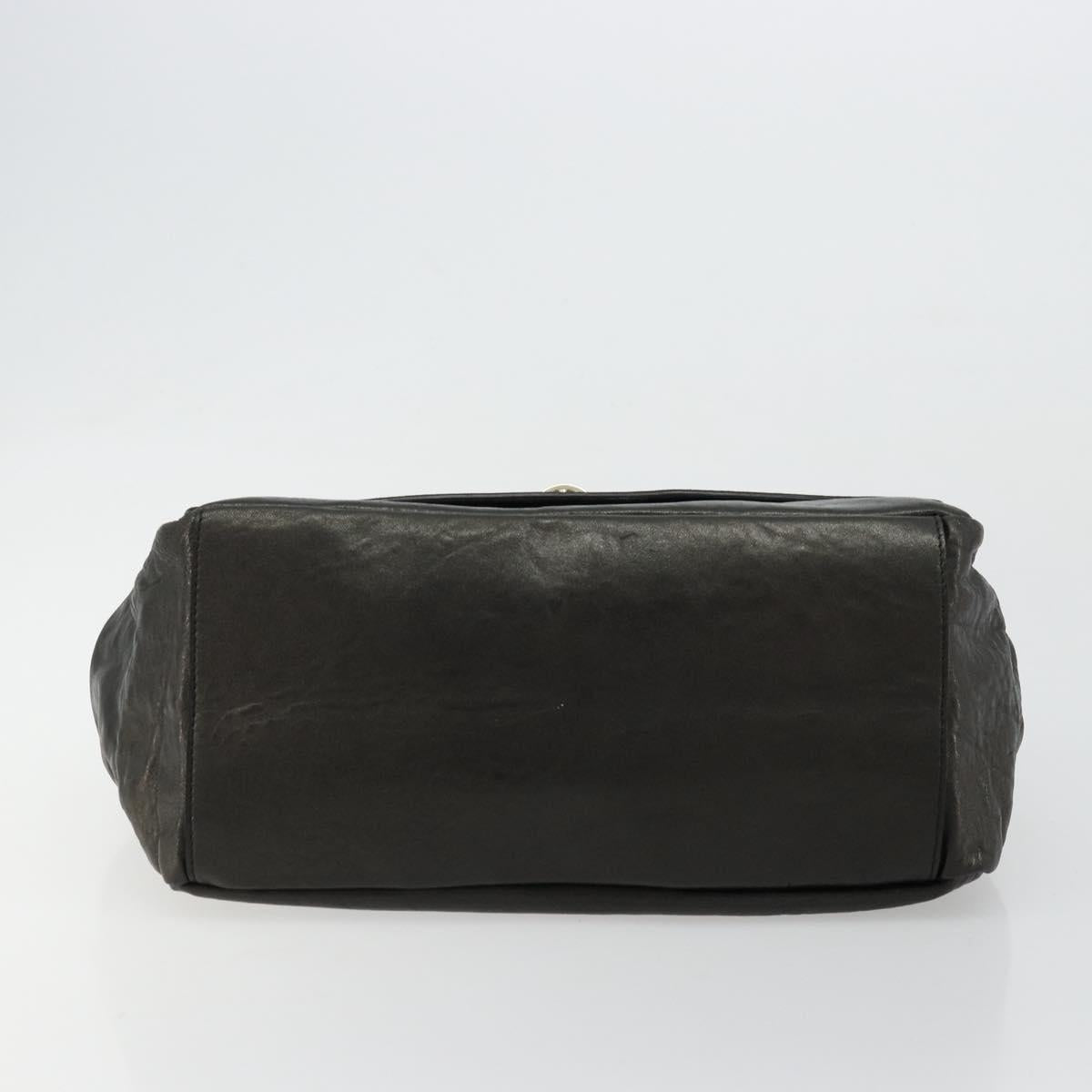Chloe Chain Shoulder Bag Leather Black Gold Auth bs21588