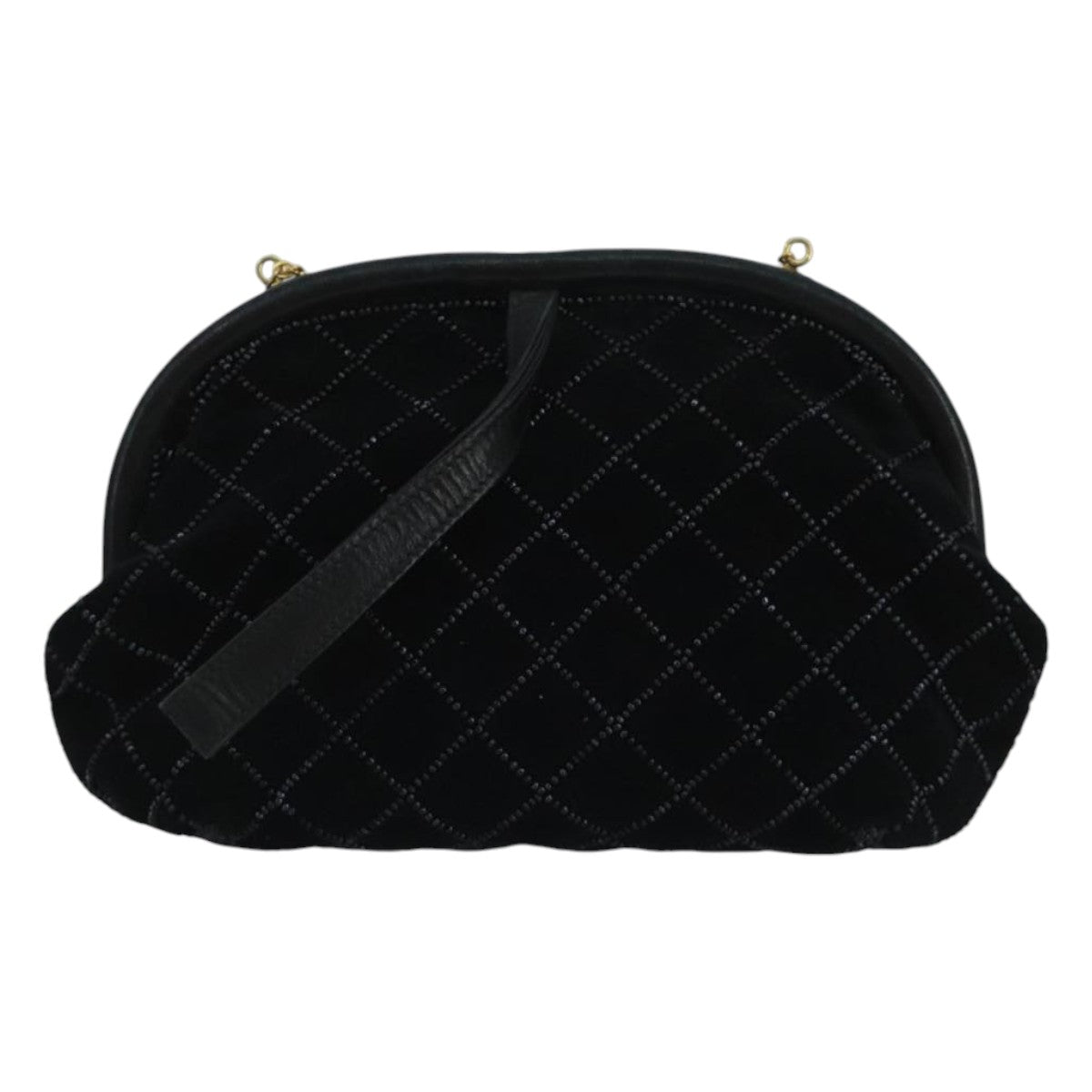 BALLY Chain Shoulder Bag Velor Black Auth bs21591