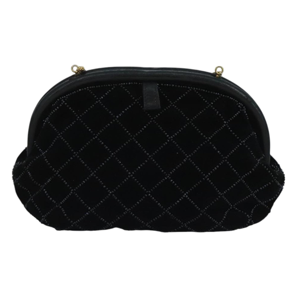 BALLY Chain Shoulder Bag Velor Black Auth bs21591