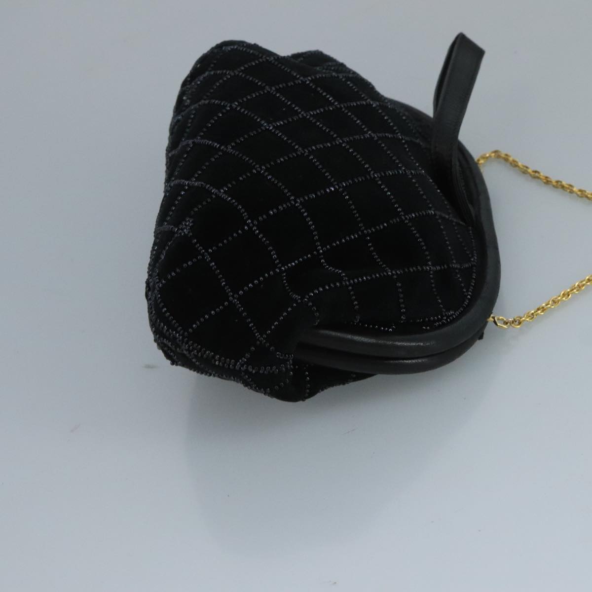 BALLY Chain Shoulder Bag Velor Black Auth bs21591