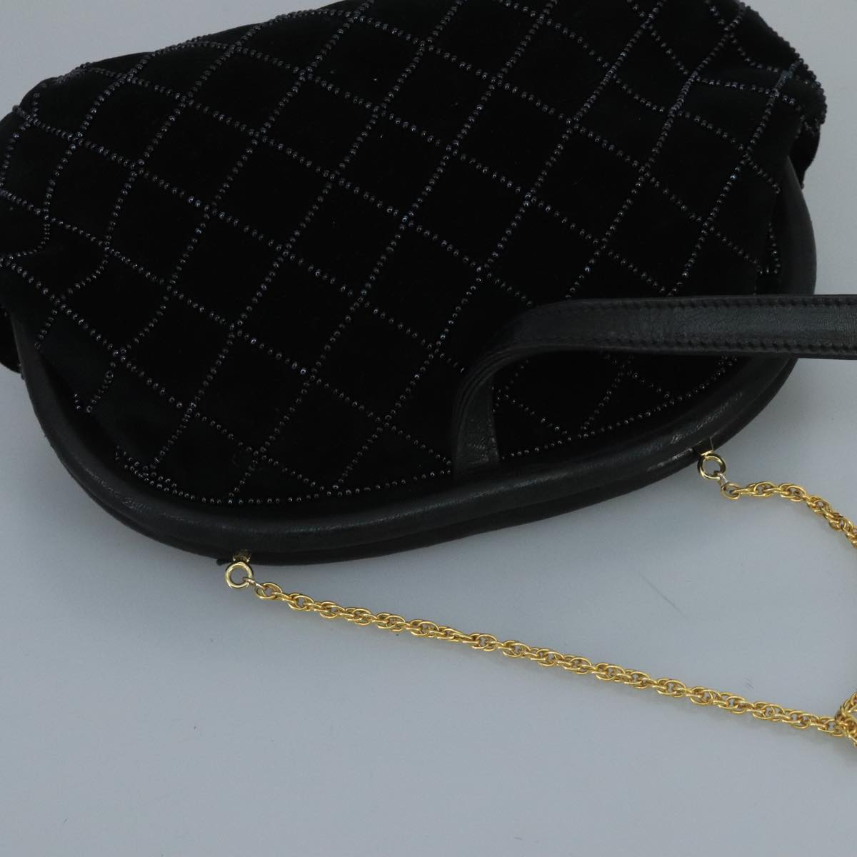 BALLY Chain Shoulder Bag Velor Black Auth bs21591