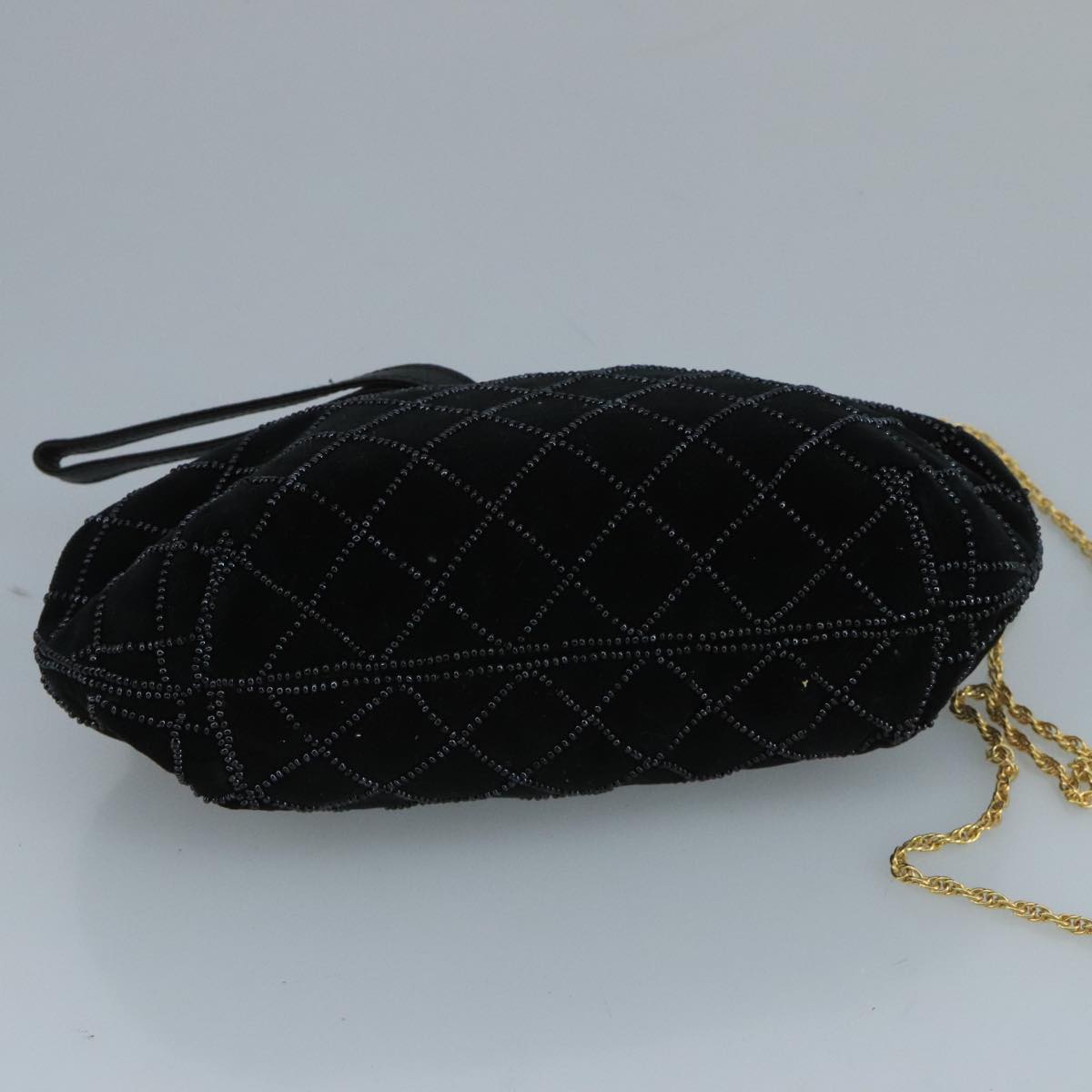 BALLY Chain Shoulder Bag Velor Black Auth bs21591