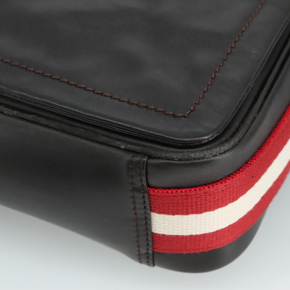 BALLY Shoulder Bag Leather Brown Auth bs21592