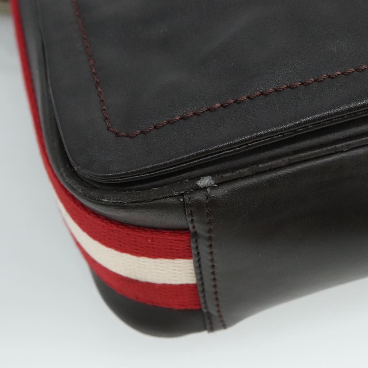 BALLY Shoulder Bag Leather Brown Auth bs21592