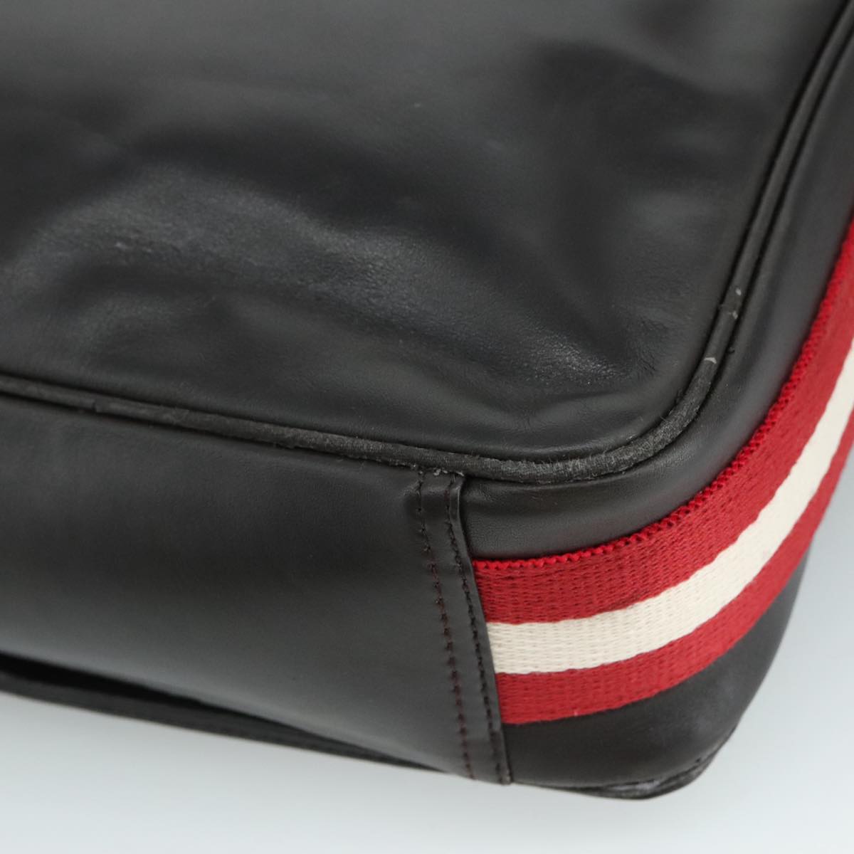 BALLY Shoulder Bag Leather Brown Auth bs21592