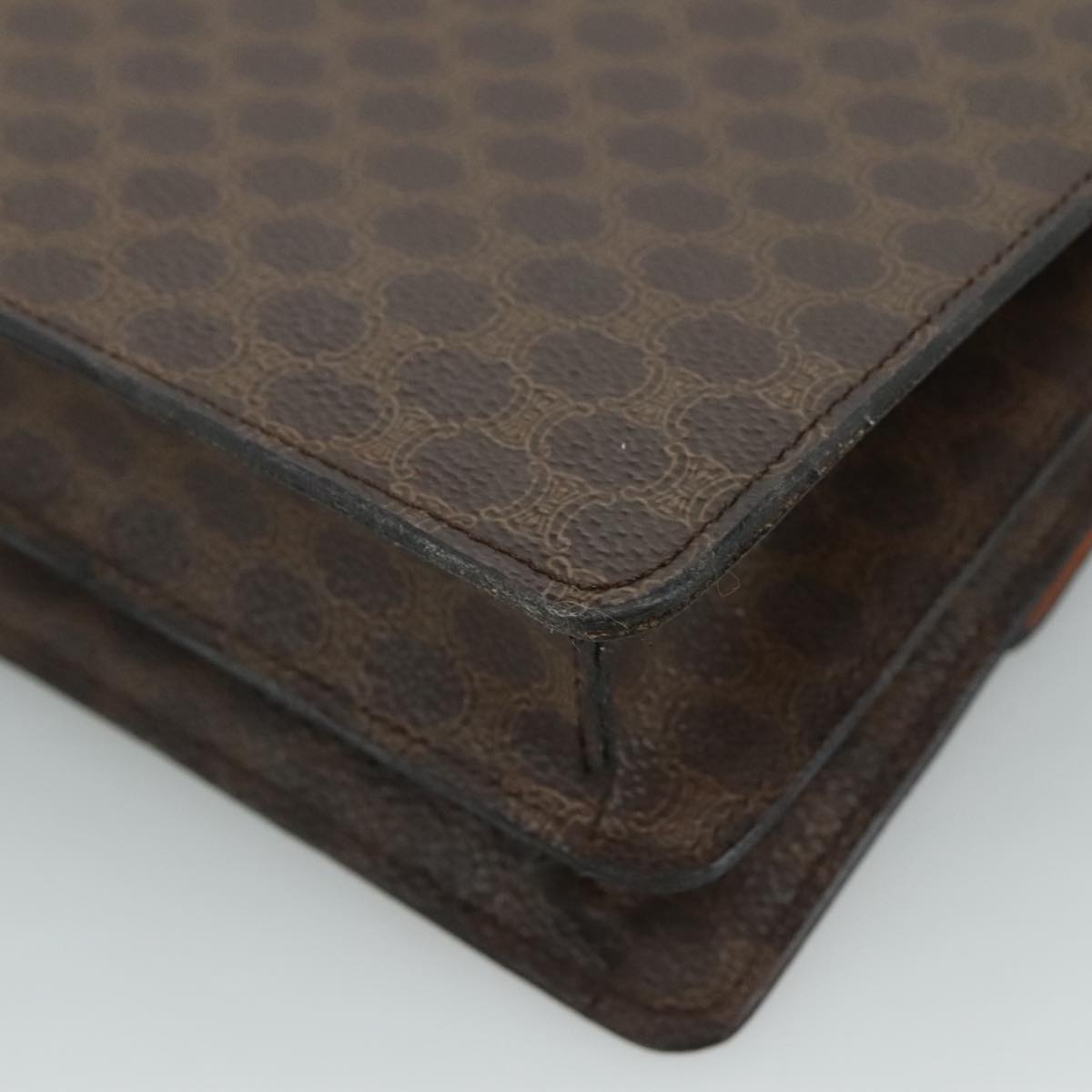 CELINE Macadam Canvas Hand Bag PVC Leather Brown Auth bs21604