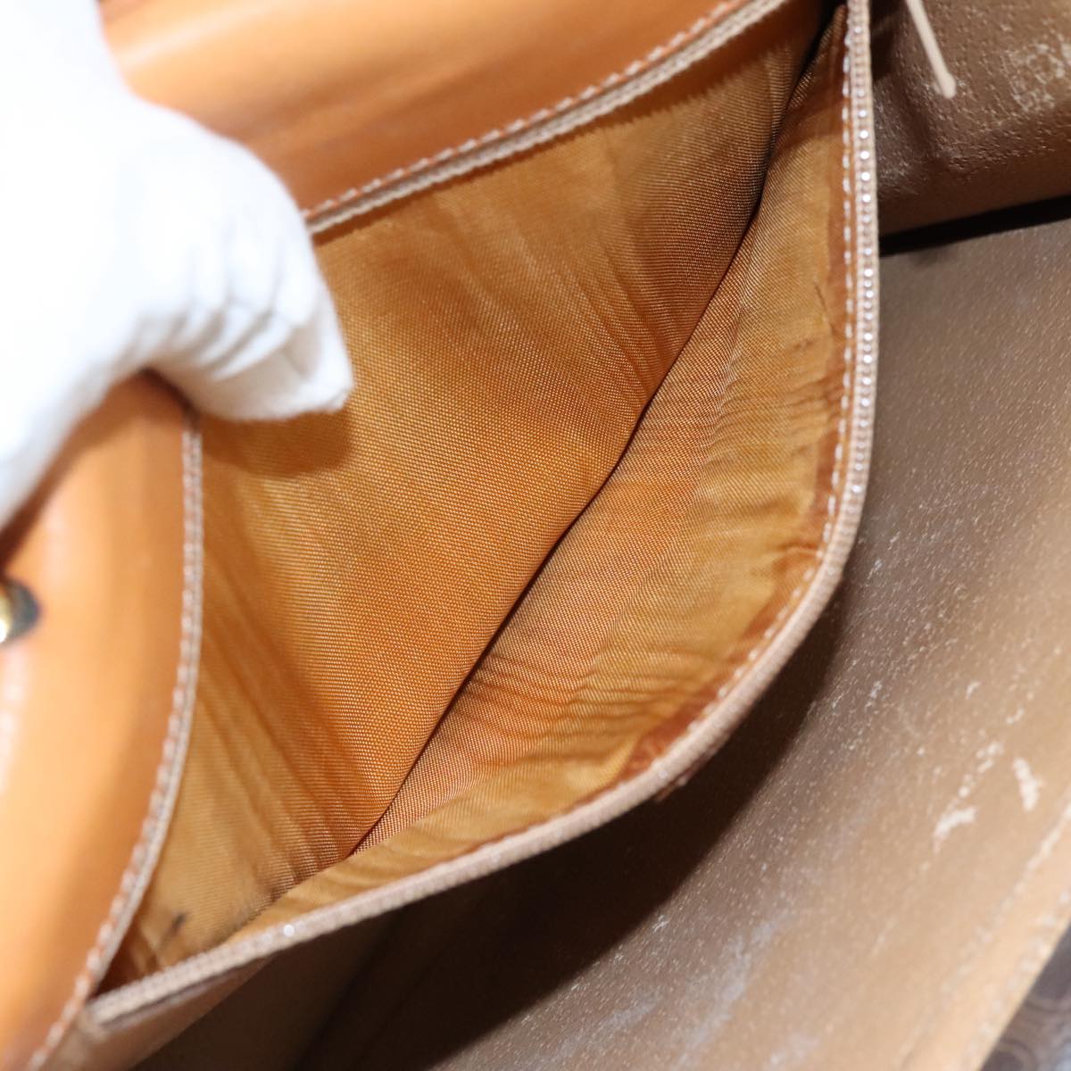 CELINE Macadam Canvas Hand Bag PVC Leather Brown Auth bs21604