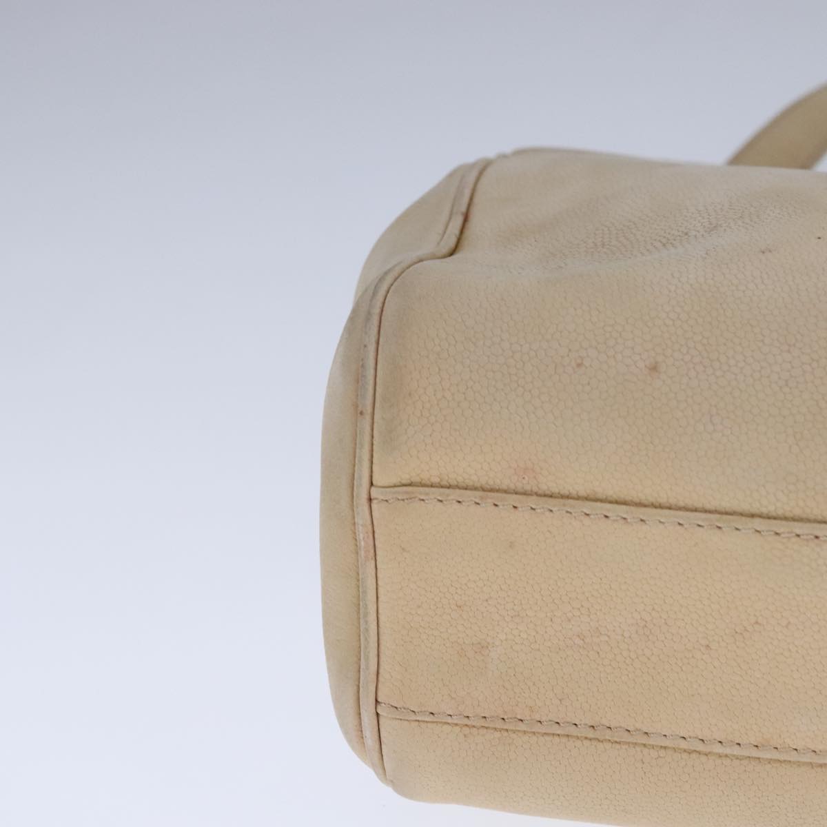 CELINE Shoulder Bag Leather Beige Auth bs21606