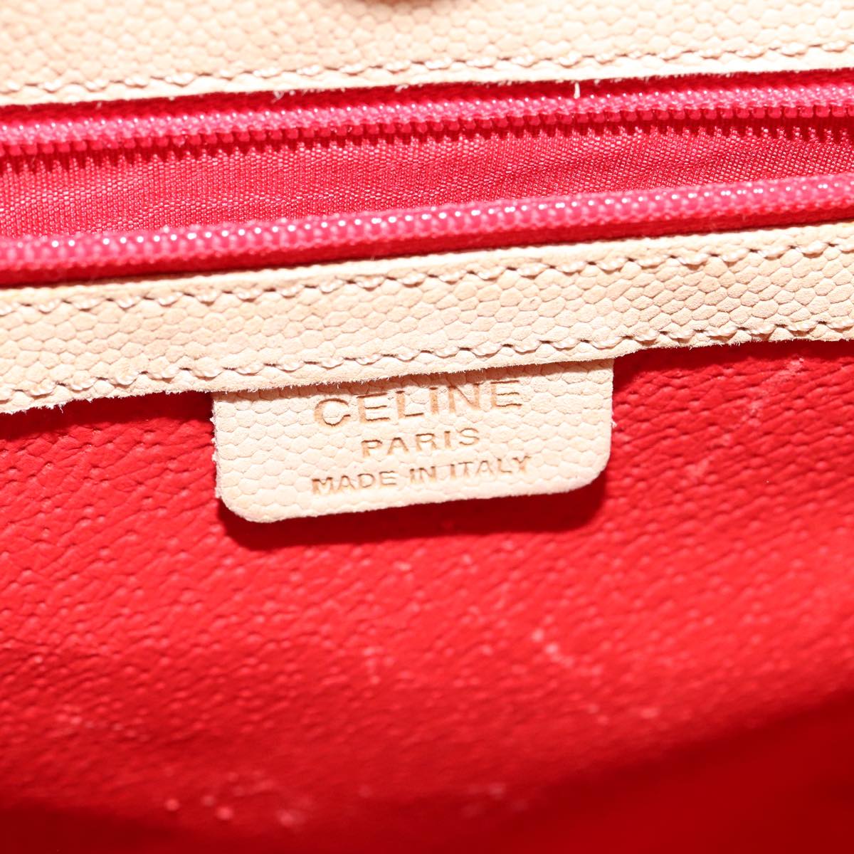 CELINE Shoulder Bag Leather Beige Auth bs21606