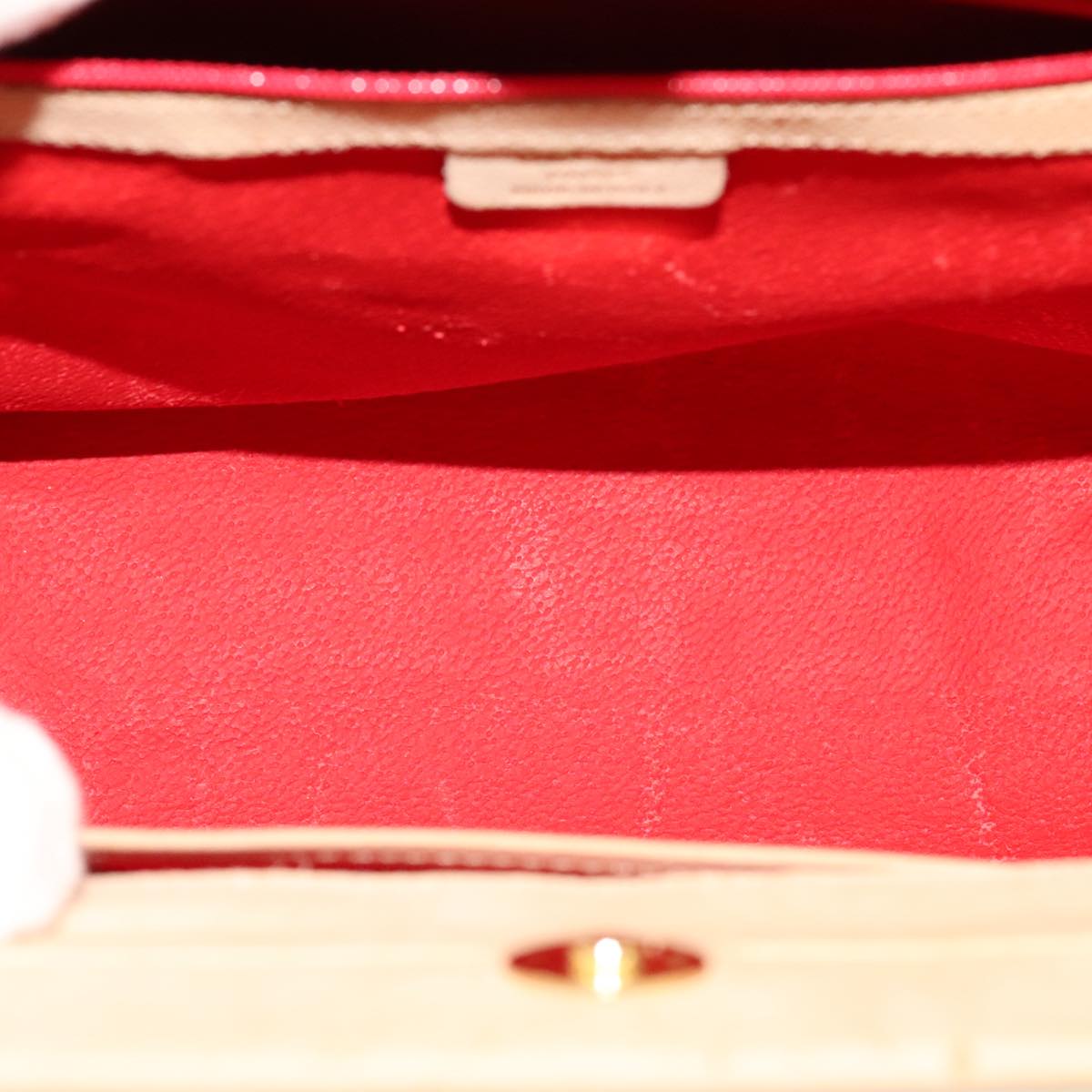 CELINE Shoulder Bag Leather Beige Auth bs21606