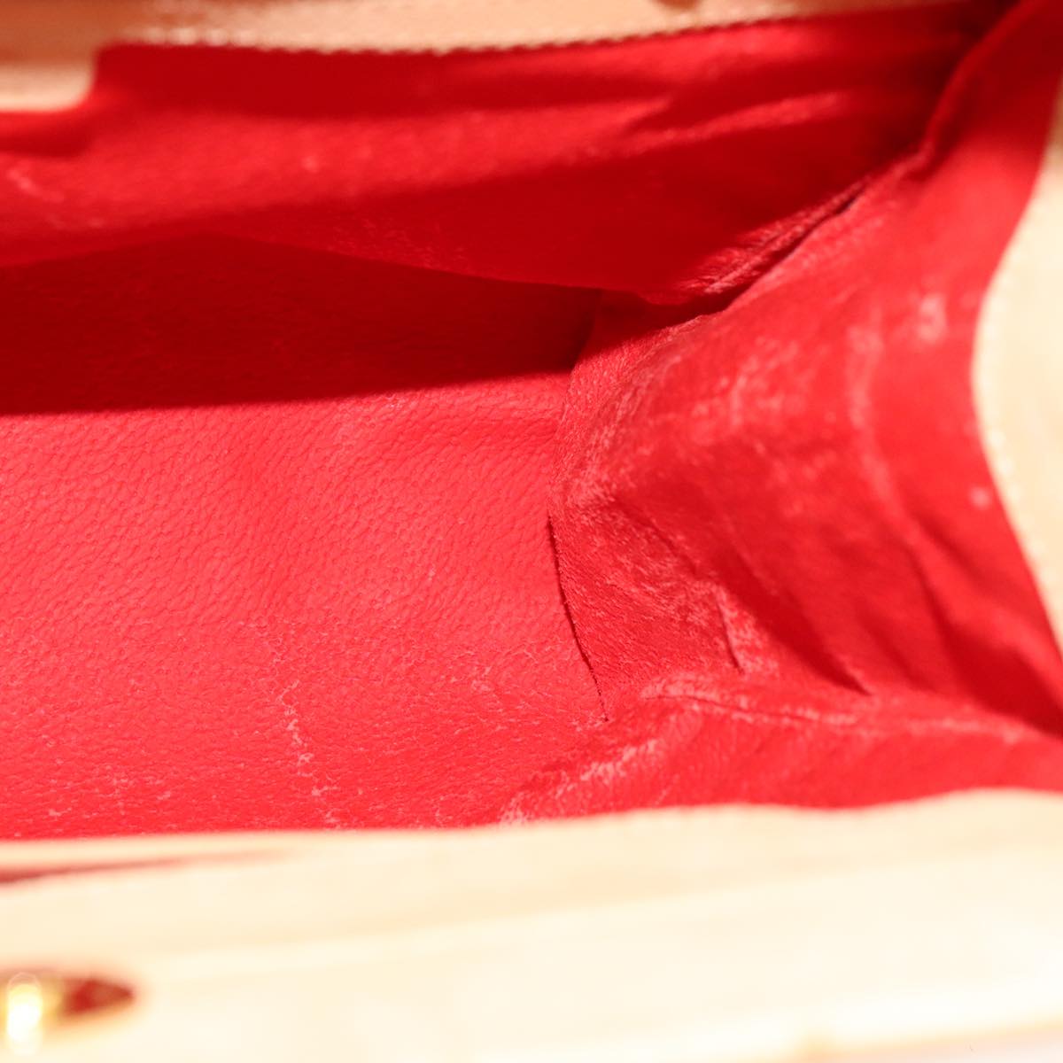 CELINE Shoulder Bag Leather Beige Auth bs21606