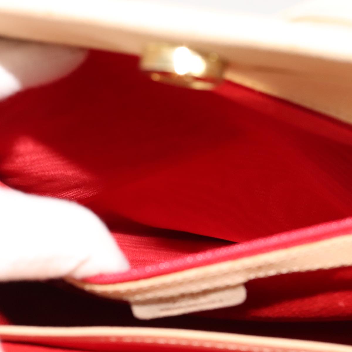 CELINE Shoulder Bag Leather Beige Auth bs21606