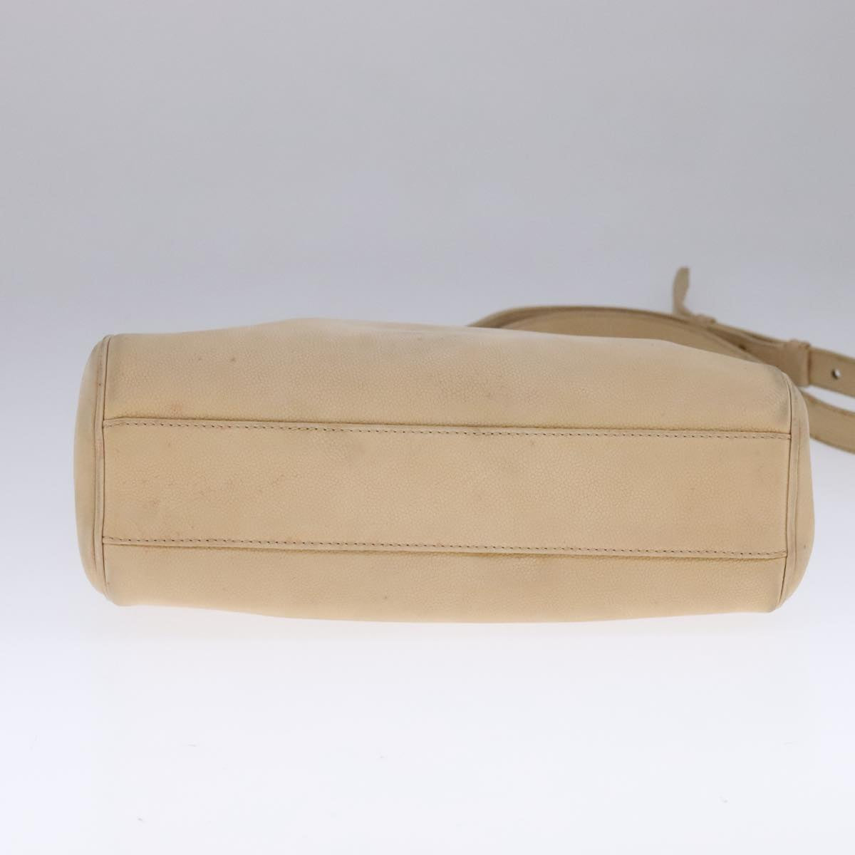 CELINE Shoulder Bag Leather Beige Auth bs21606