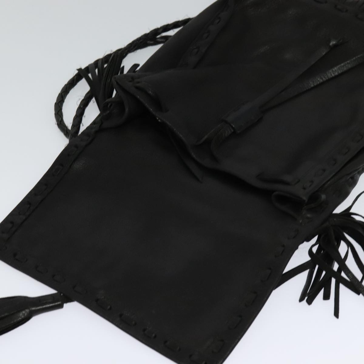 PRADA Shoulder Bag Leather Black Auth bs21614