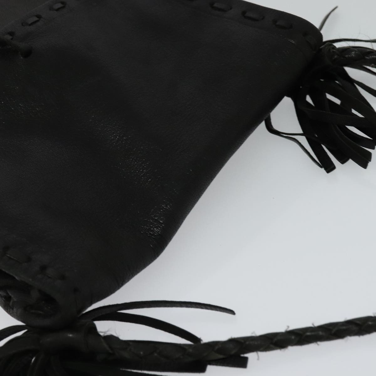 PRADA Shoulder Bag Leather Black Auth bs21614