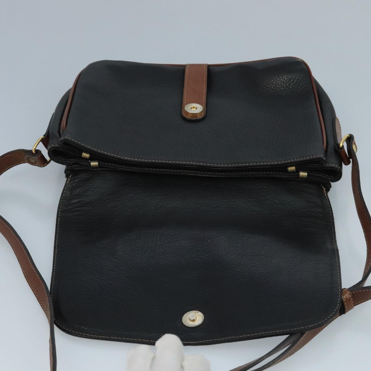 BALLY Shoulder Bag Leather Black Auth bs21629
