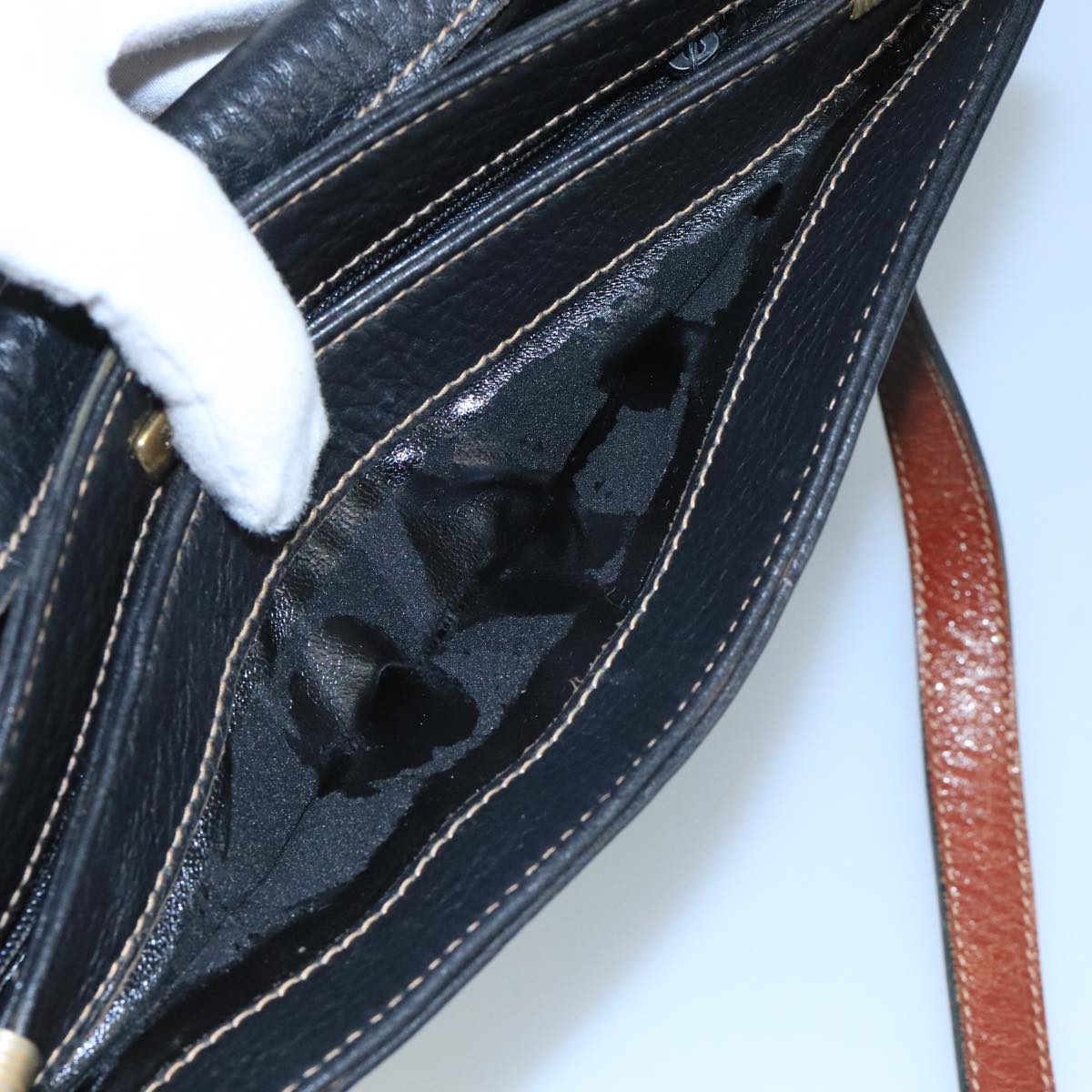 BALLY Shoulder Bag Leather Black Auth bs21629