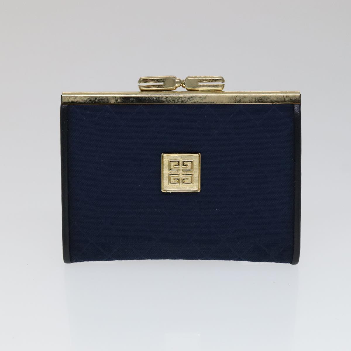 GIVENCHY Key Case Billfold Leather 4Set Navy Black Auth bs21638