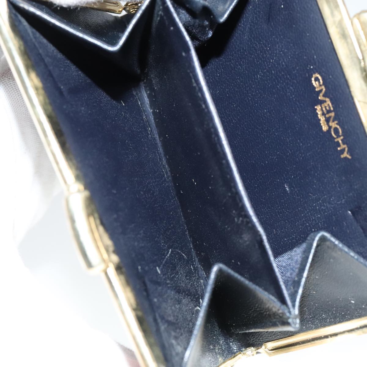 GIVENCHY Key Case Billfold Leather 4Set Navy Black Auth bs21638