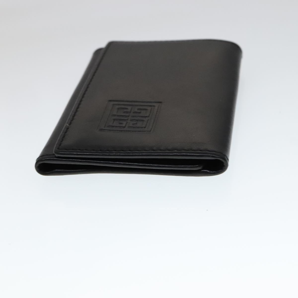 GIVENCHY Key Case Billfold Leather 4Set Navy Black Auth bs21638