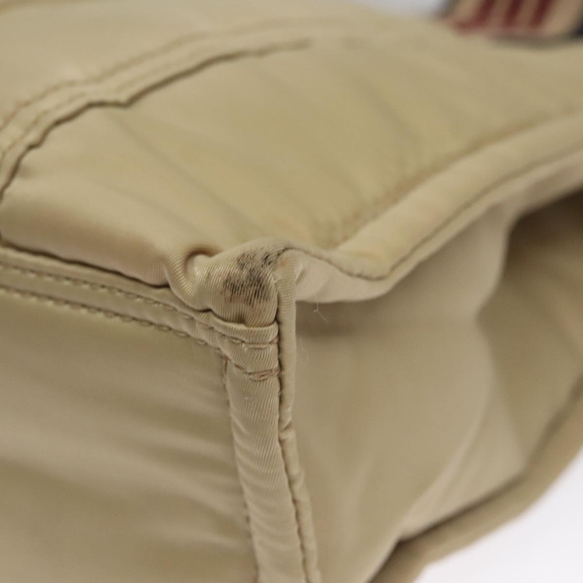 BURBERRY Blue Label Hand Bag Nylon Beige Auth bs21643