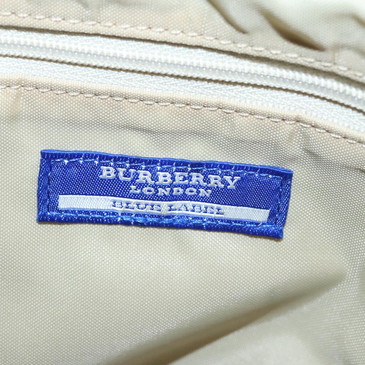 BURBERRY Blue Label Hand Bag Nylon Beige Auth bs21643