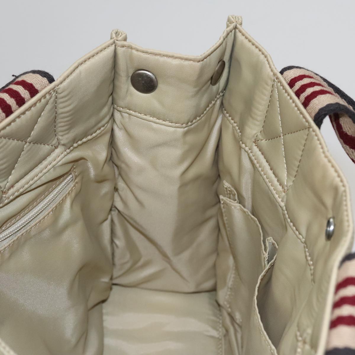 BURBERRY Blue Label Hand Bag Nylon Beige Auth bs21643