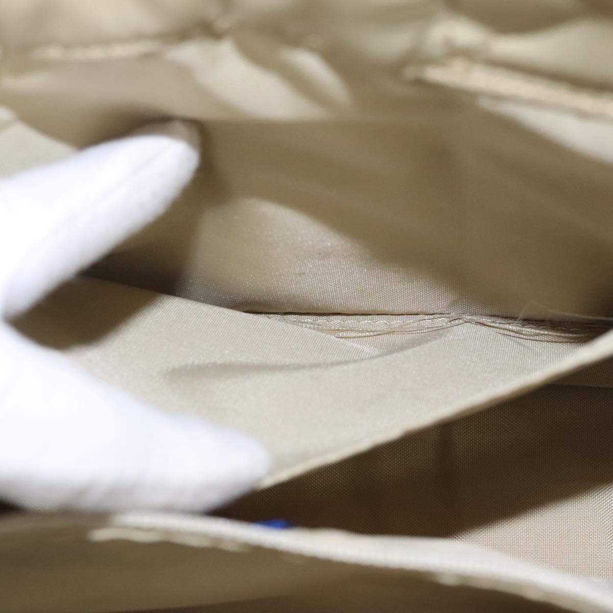 BURBERRY Blue Label Hand Bag Nylon Beige Auth bs21643