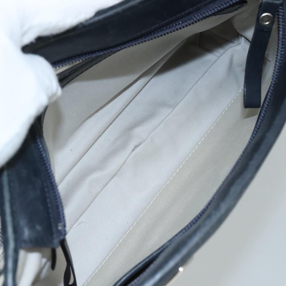 BURBERRY Shoulder Bag Canvas White Auth bs21644