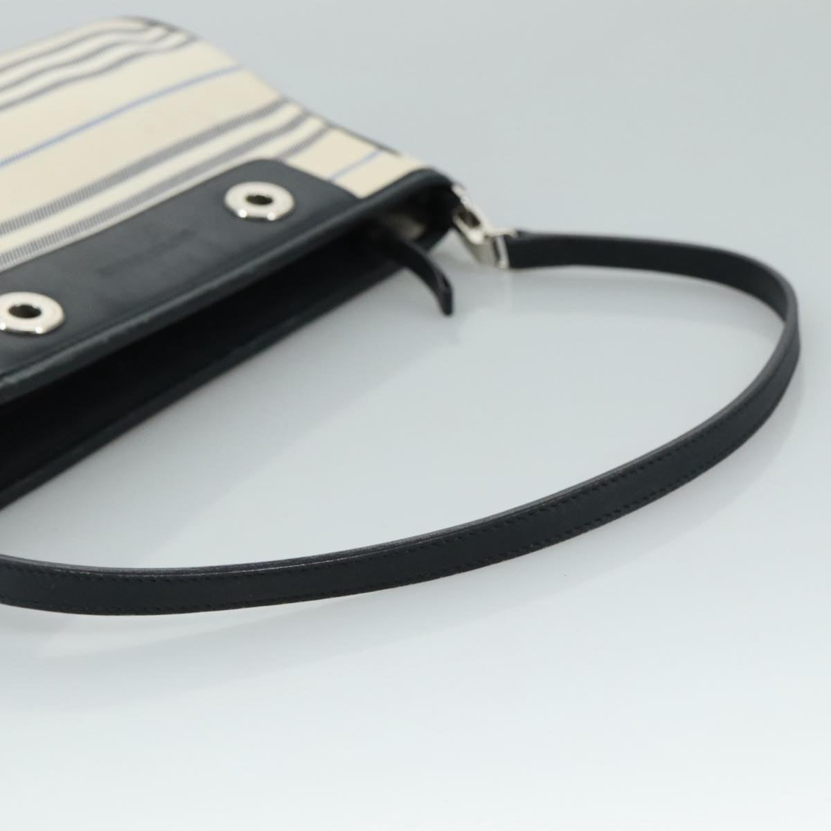 BURBERRY Shoulder Bag Canvas White Auth bs21644